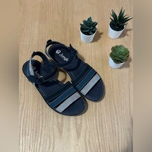 Jungla Women’s Leather Sandals in Navy and Grey
